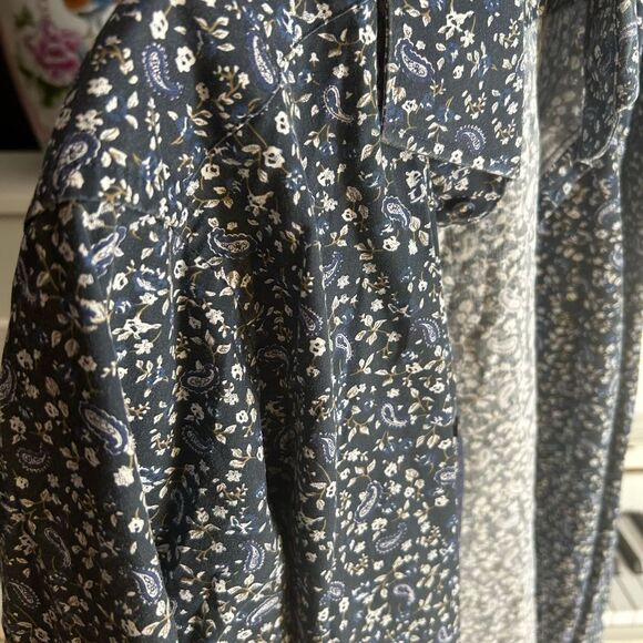 Men's Navy Floral Casual Button Down Shirt 43-17/34 - Picture 11 of 16